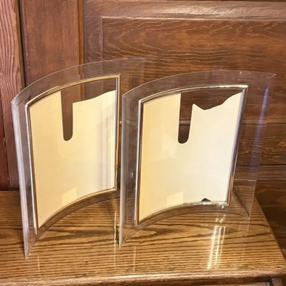 Vintage Curved 8x10 Picture Photo Frames Gold Tone Trim Modern Desk Set Of 2
